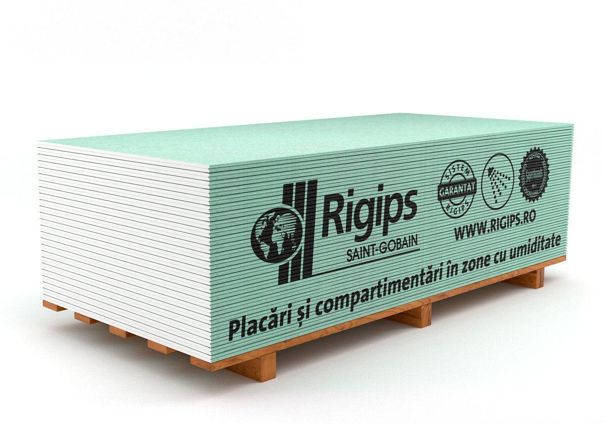 Gips-carton  12,5 rezistent la umiditate (2,5*1,2) REGIPS